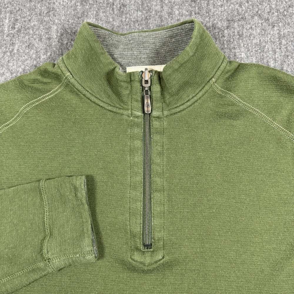 Tommy Bahama Men's M Reversible 1/4 Zip Pullover Dark Green Cotton Blend